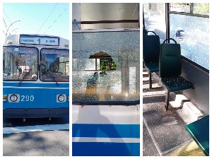 В Сумах пешеход бросил в окно троллейбуса кирпич