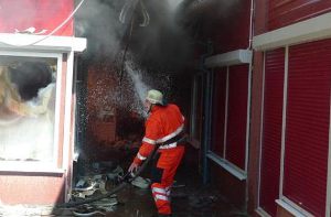Пожар на рынке в Мукачево